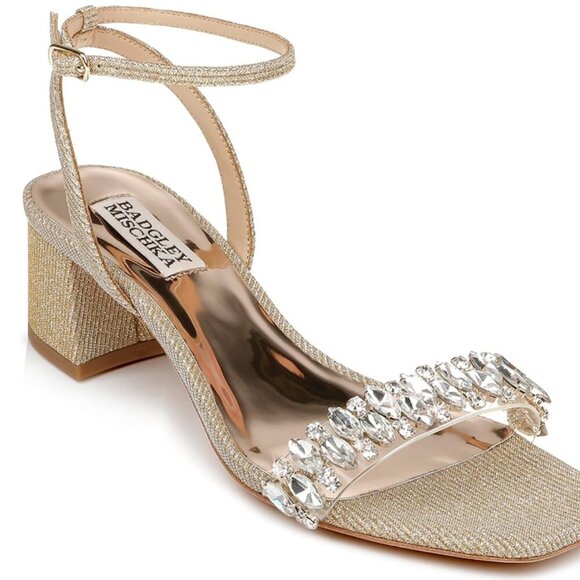 Badgley Mischka Harlow Ankle Strap Block Heel (Platino Gold) - Picture 7 of 9